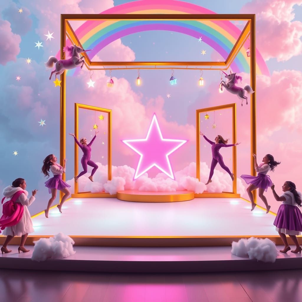 Unicorn Rainbow Dance Number Concept