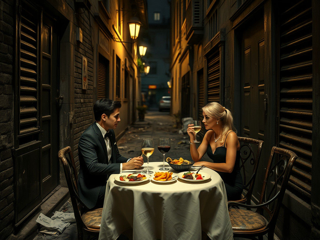Elegant Dining Amidst Urban Decay