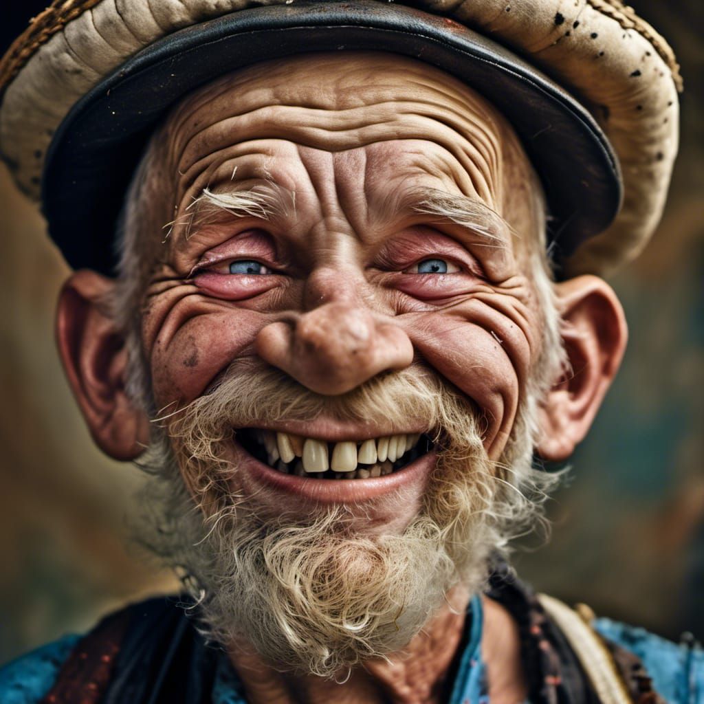 Popeye Laughing with Pipe: Professional Portrait