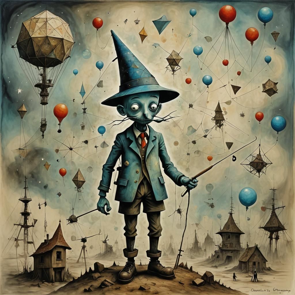 Surreal Pinocchio in Wonderland: A Futuristic Vision