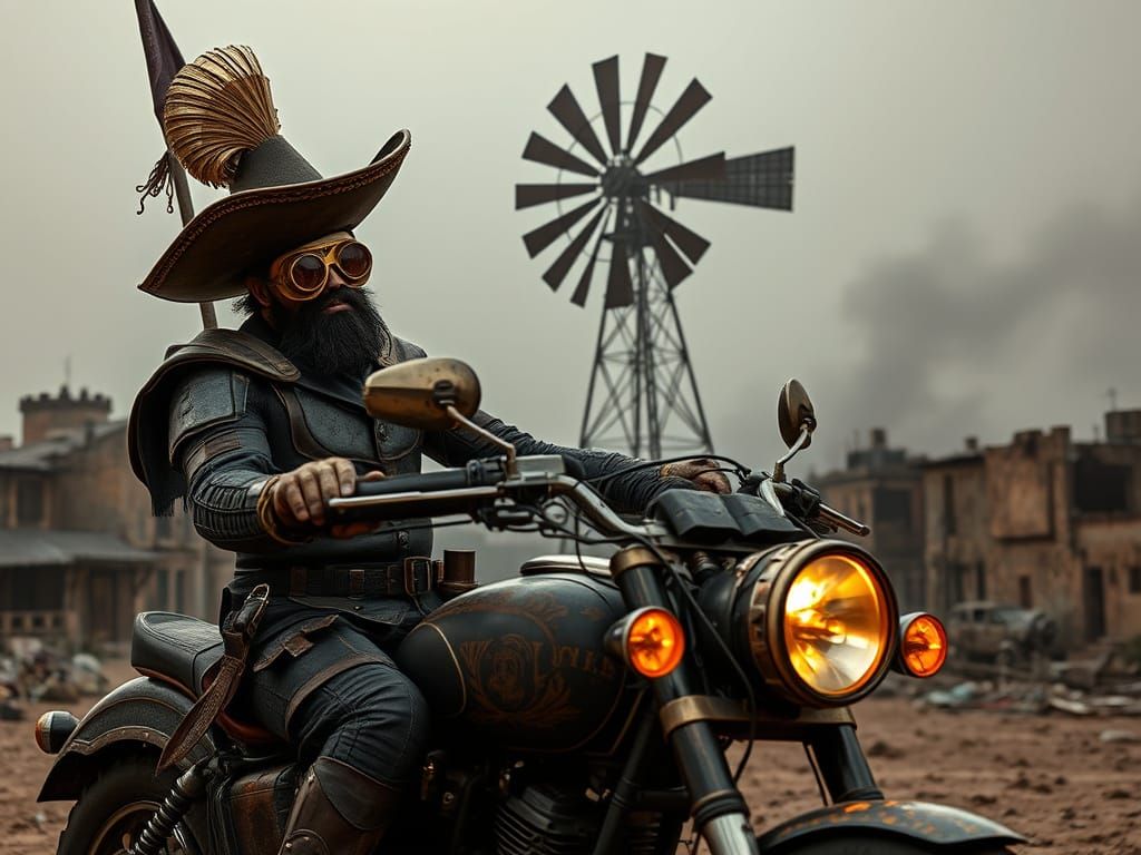 Mexican Don Quixote Rides Steampunk Motorcycle through Post-...