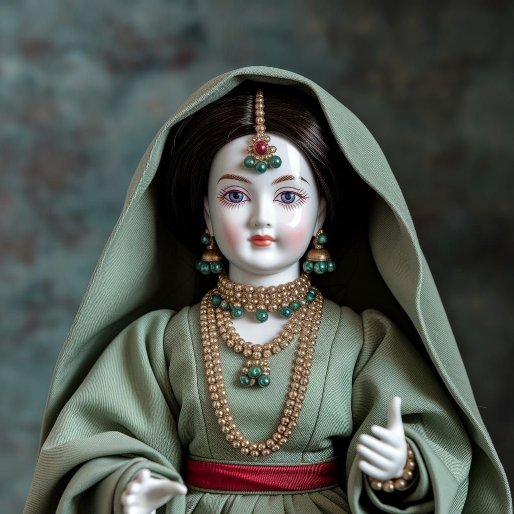 Oni Mahinder Porcelain Doll in Cyber Green
