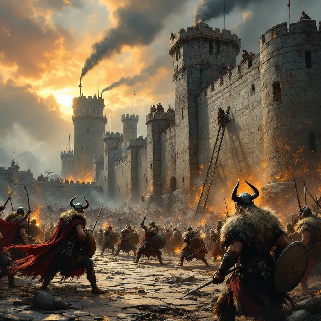Vikings Siege Fortress in Epic Battle Scene