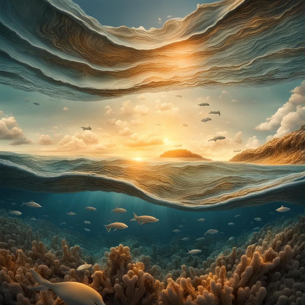 Underwater Wave View at Golden Hour