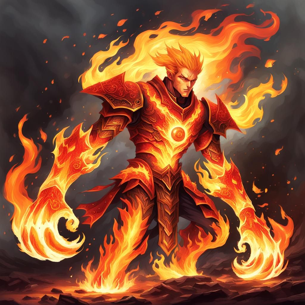 Fiery Warrior: A Blazing Fire Elemental