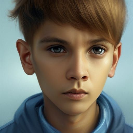 Hyperdetailed Portrait of a Boy with Yellow Skin