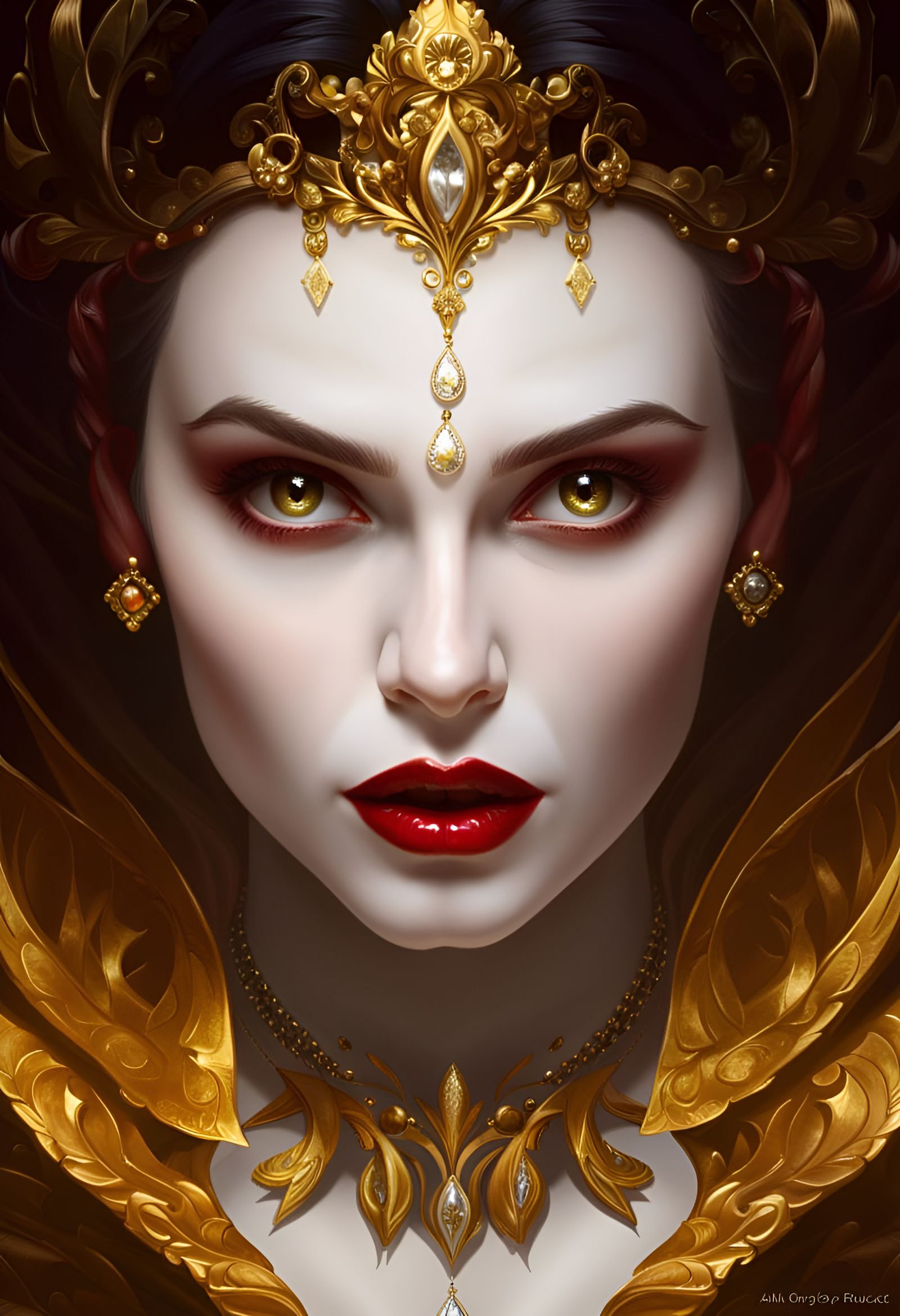 Snow White Vampire Portrait in Hyperrealistic Style