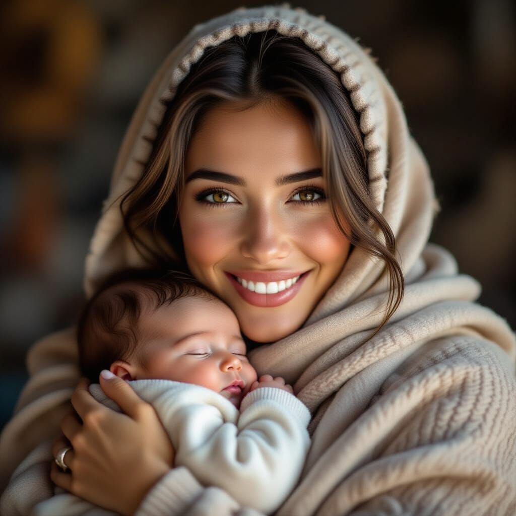 Mother and Baby Portrait in Vibrant Fine Art Style