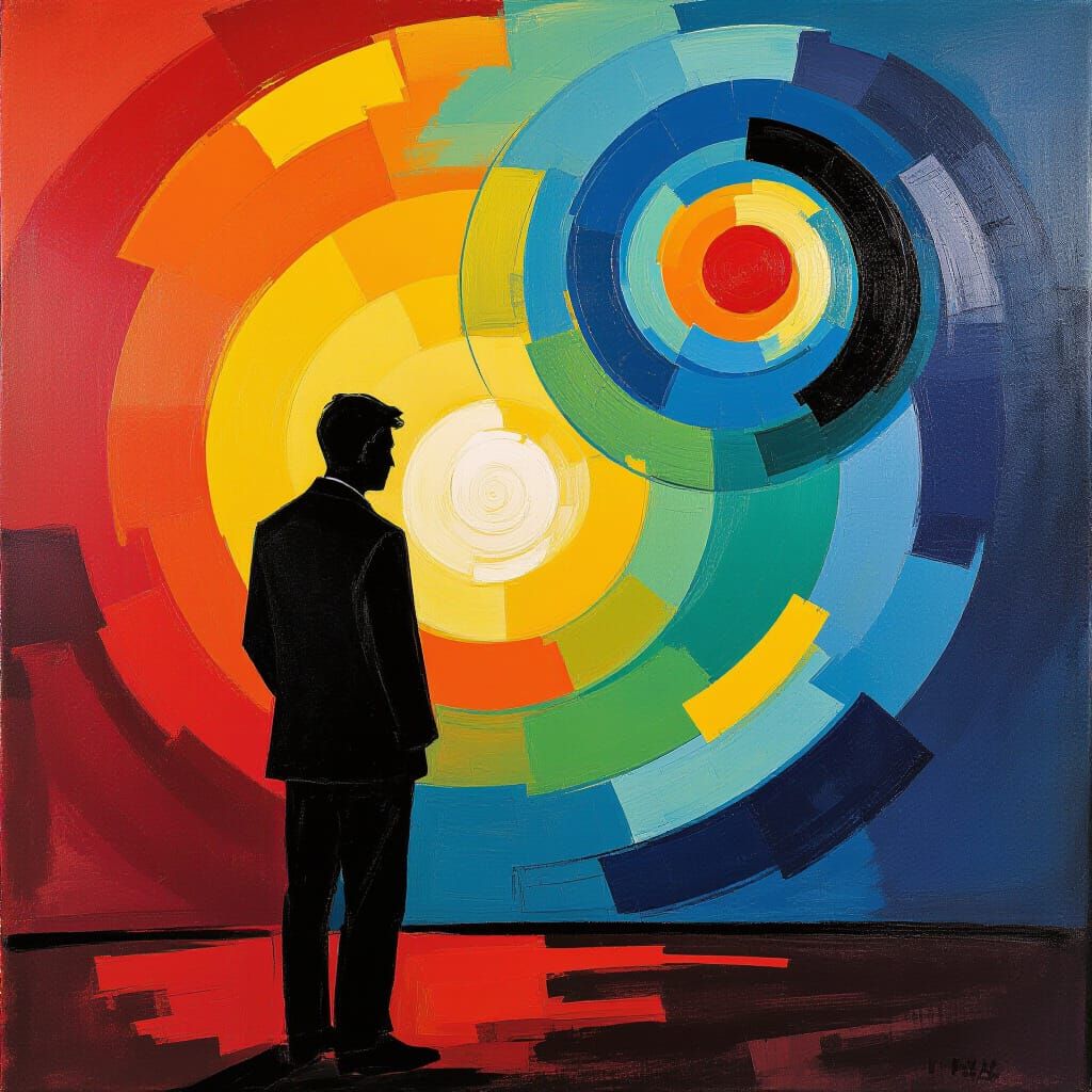 Abstract Figure on Swirling Canvas, in Expressionist Style