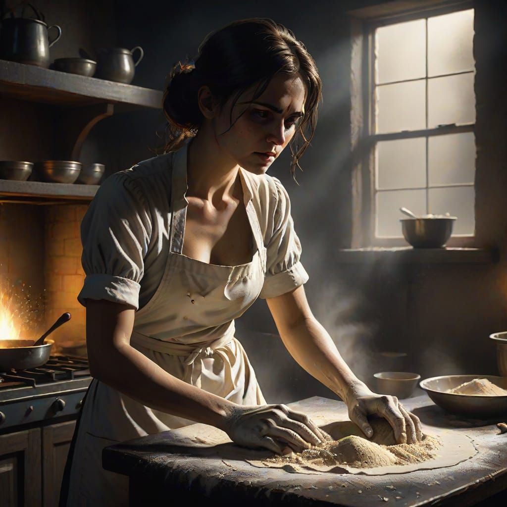 Mysterious Baker in Dark Fantasy Style