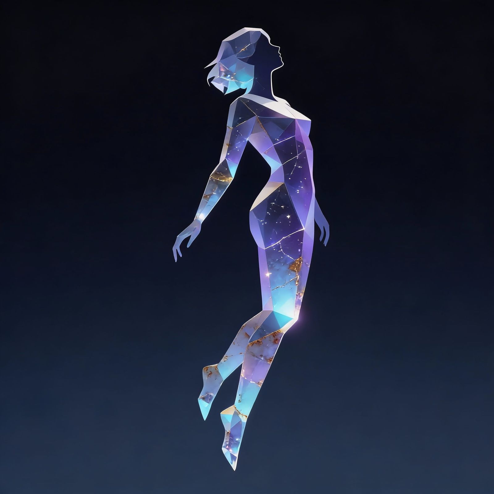 Minimalist Crystal Figure in Indigo Radiance