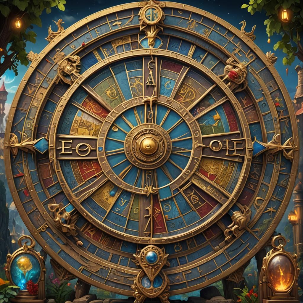 Wheel Of Fortune Tarot Card: Detailed Fantasy Art
