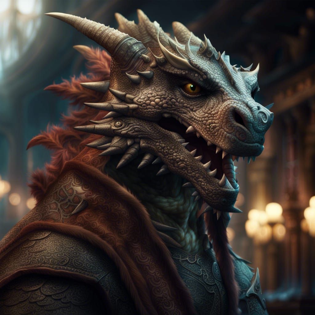 Detailed Furry Dragon Digital Matte Painting