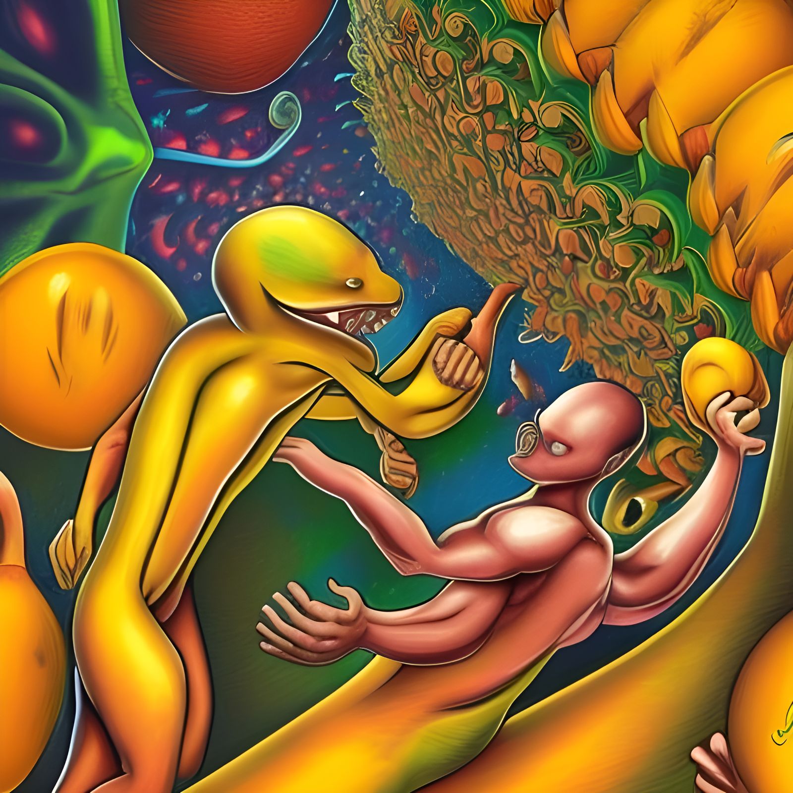 Banana and Orange Fist Fight: Fantasy Concept Art