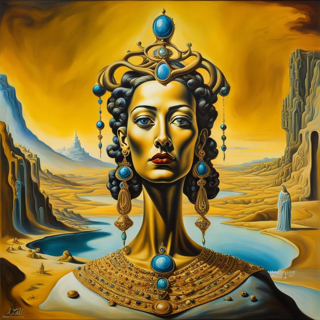 the queen of Sheba, surreal art Dali's style