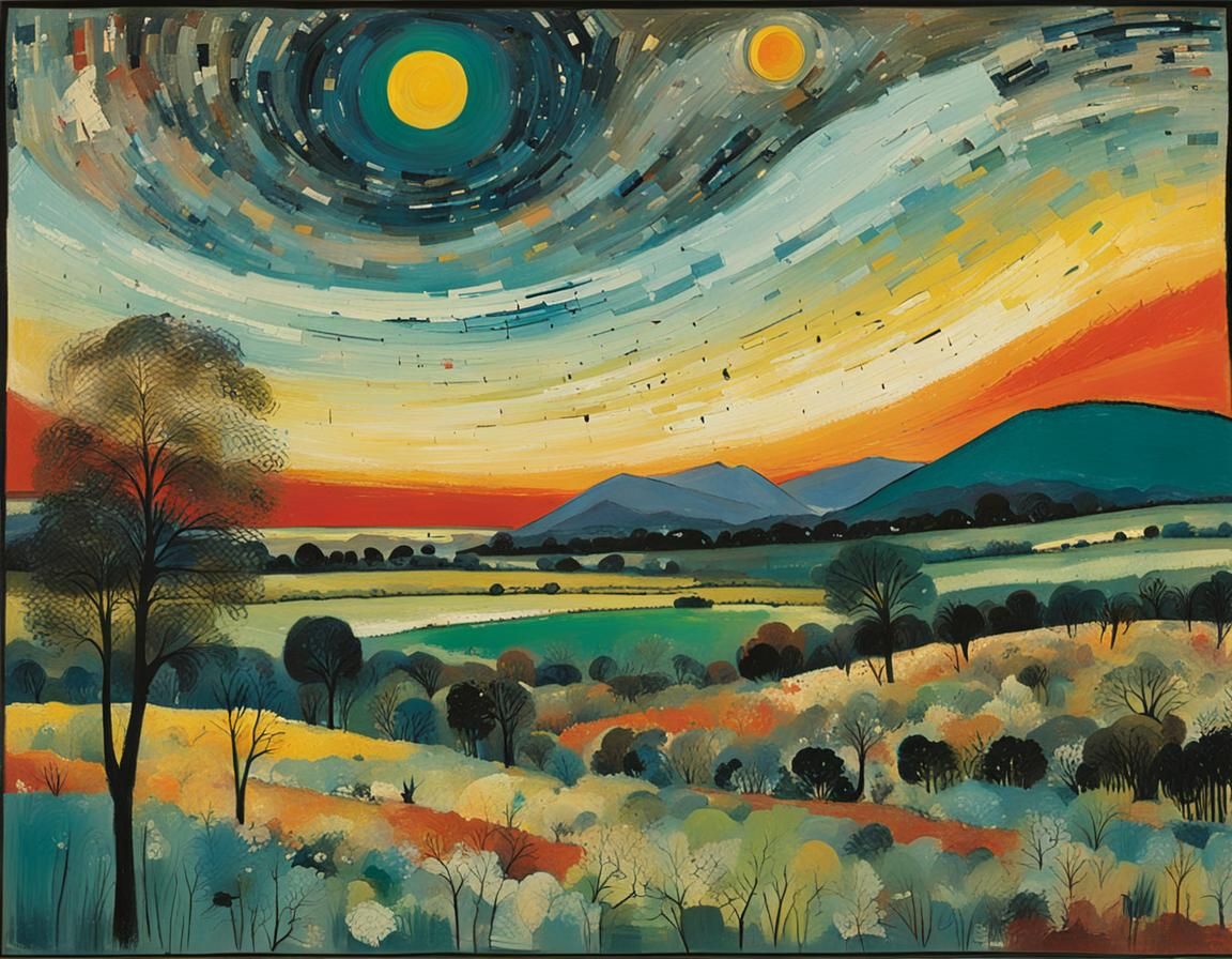 Abstract Landscape Inspired by Modern Masters