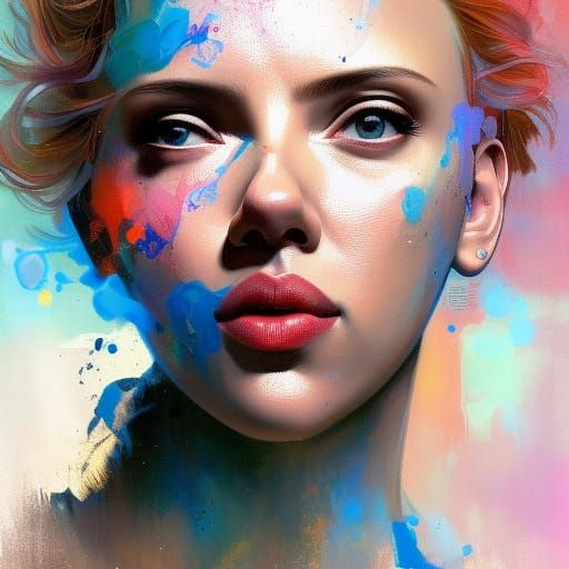 Colorful Paint Portrait in Hyperdetailed Style