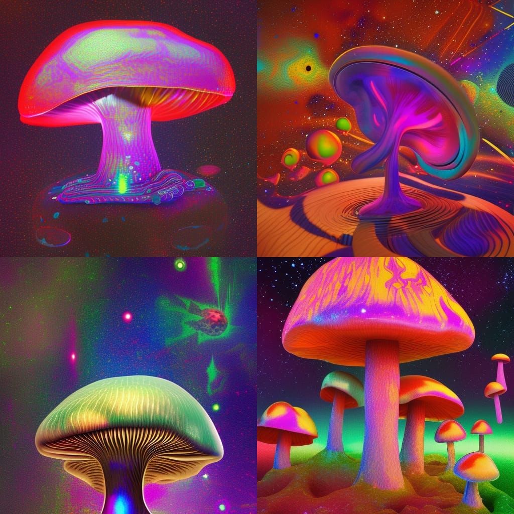 Cosmic Mushroom: Holographic Astral Illustration