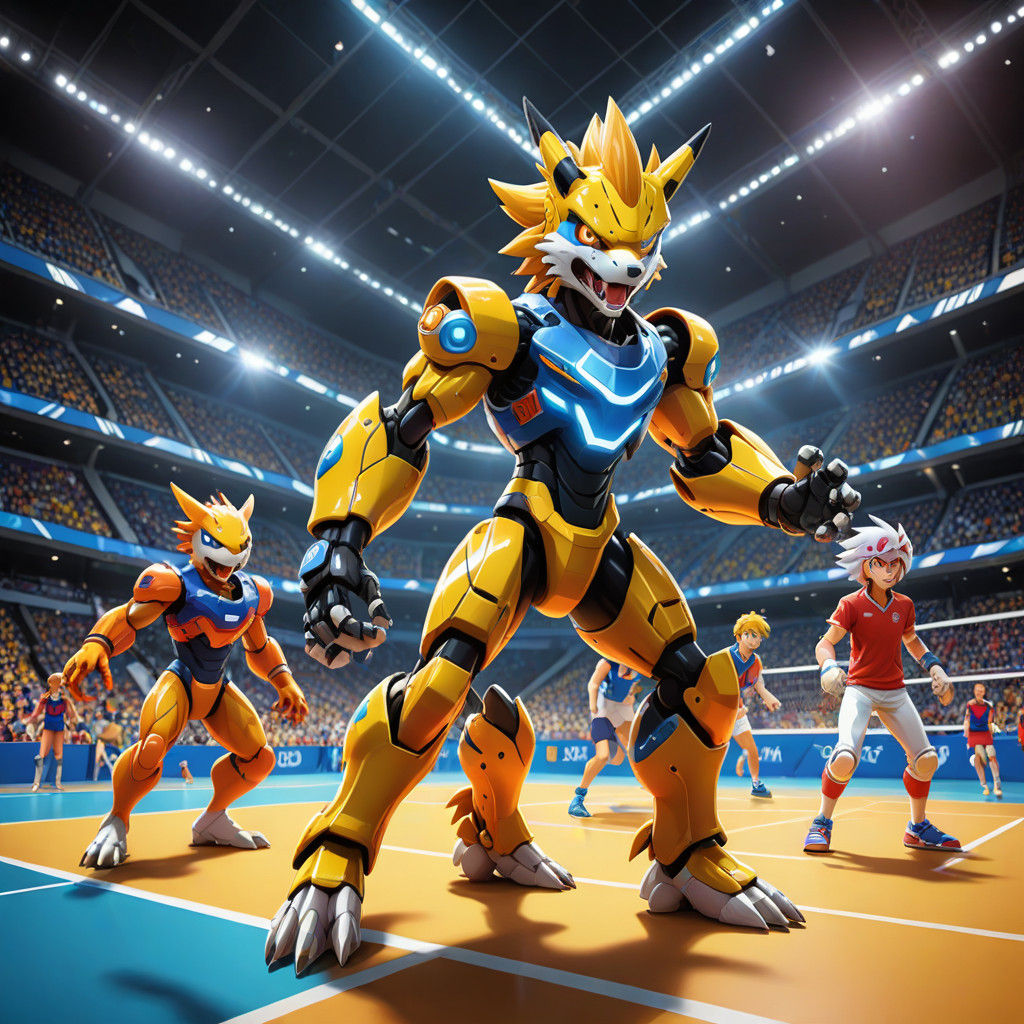 Vibrant Digimon Volleyball Championship Scene
