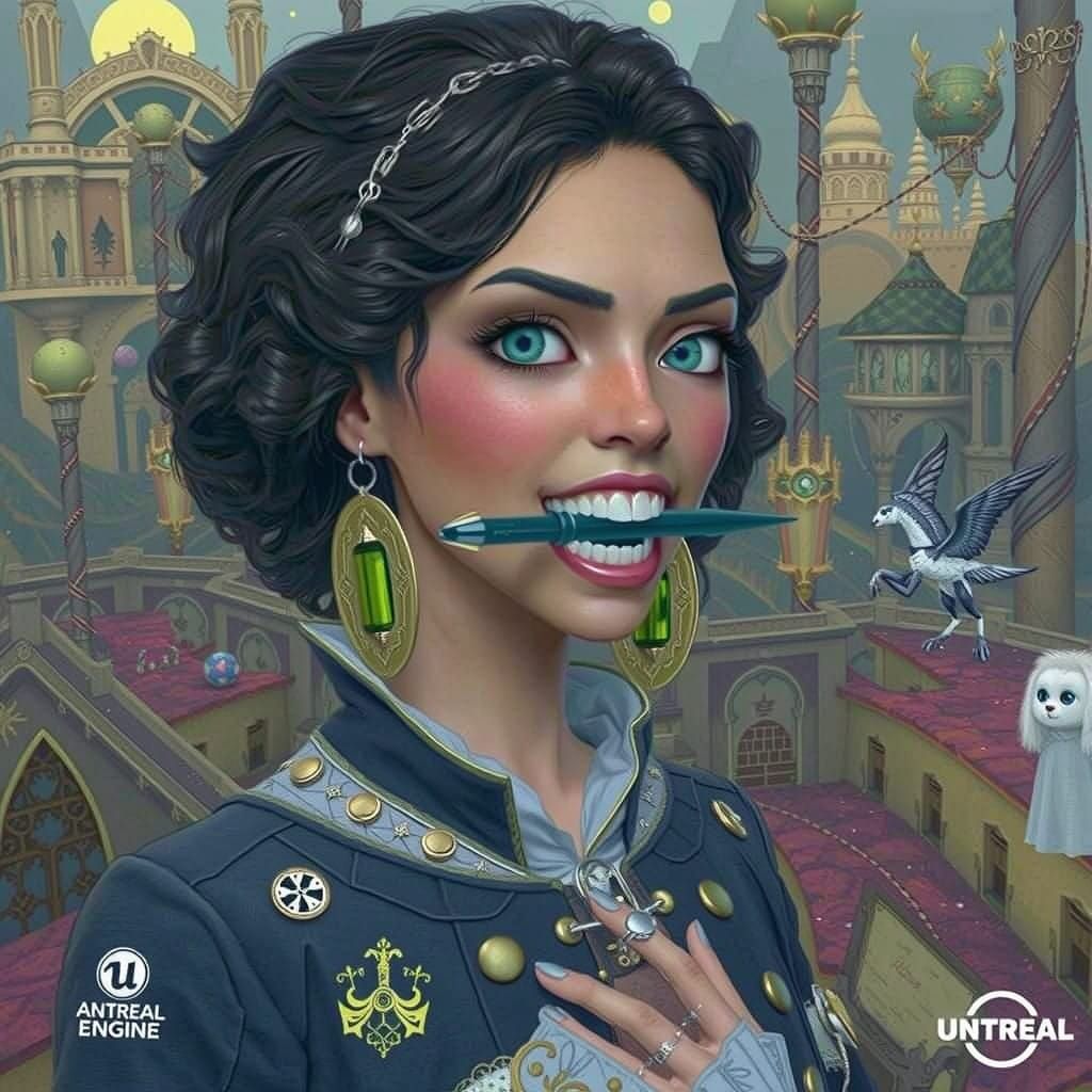 Fantasy Hero Wields Sonic Screwdriver in Mystical Landscape