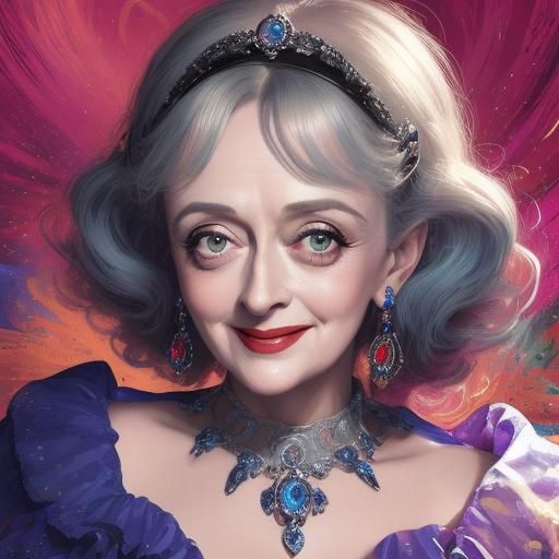 Smiling Bette Davis: Hyperdetailed Manga-Style Portrait