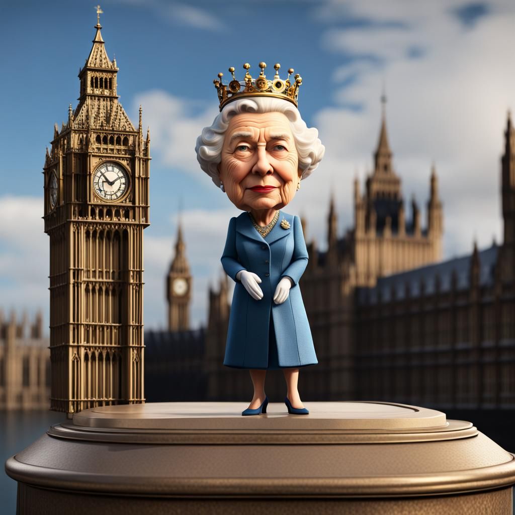Queen Elizabeth II Bobblehead in Crusader Kings 2 Style