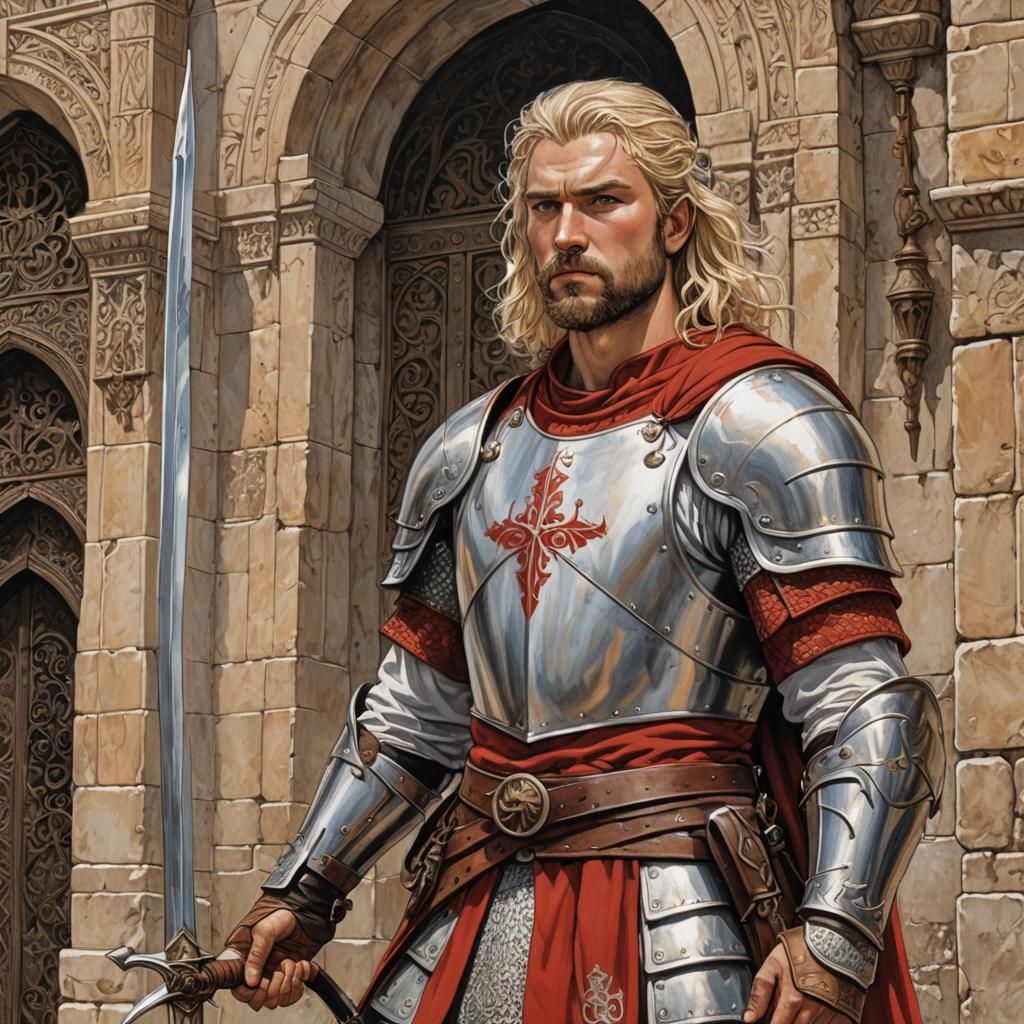 Viking Warrior at Baghdad Gate in Bande Dessinée Style