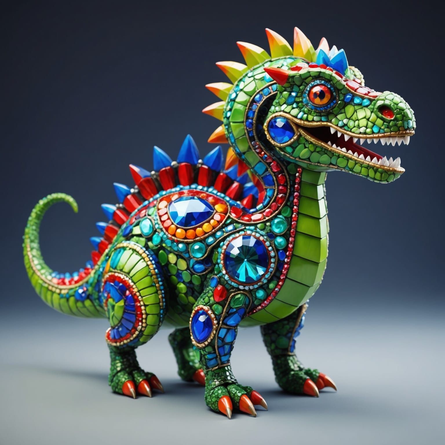 Bejeweled Dinosaur Alebrije: Playful Character Design