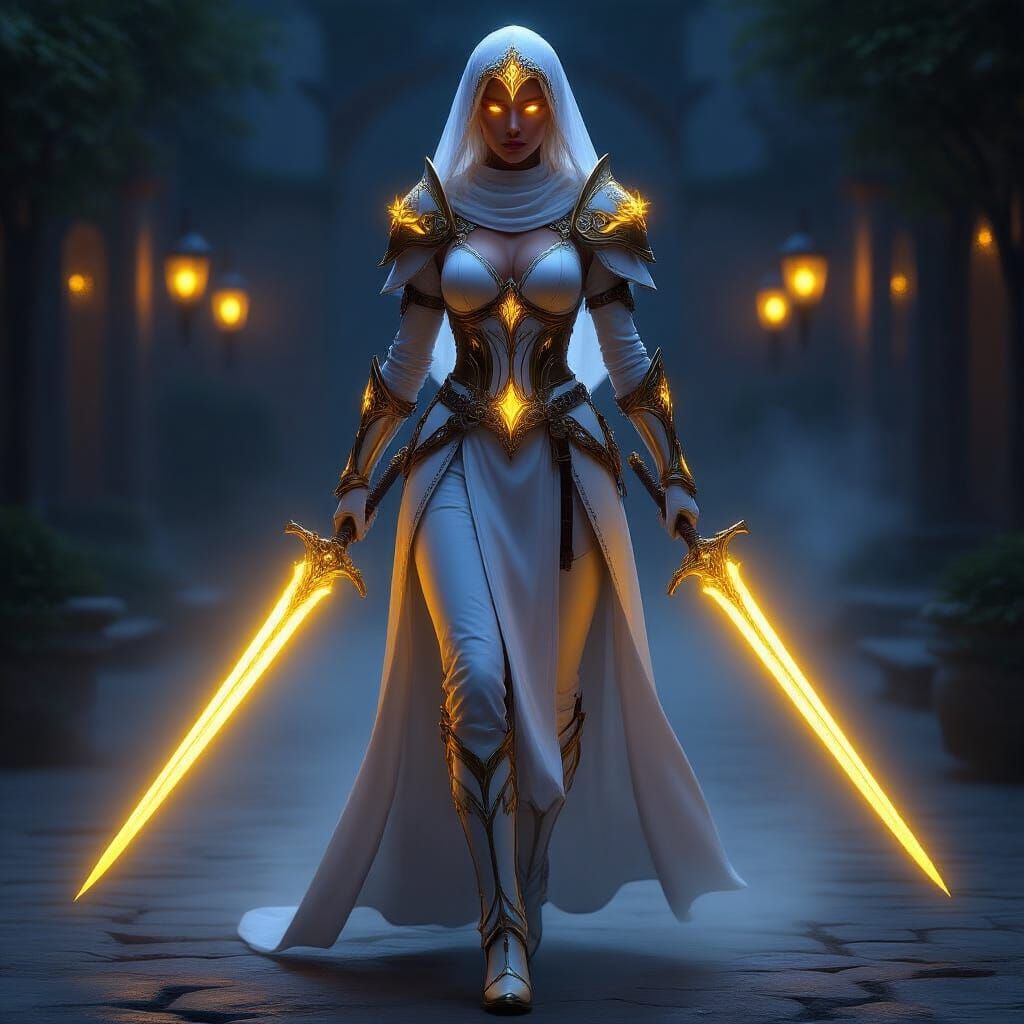 Ethereal High Elf Knightess in Golden Armor