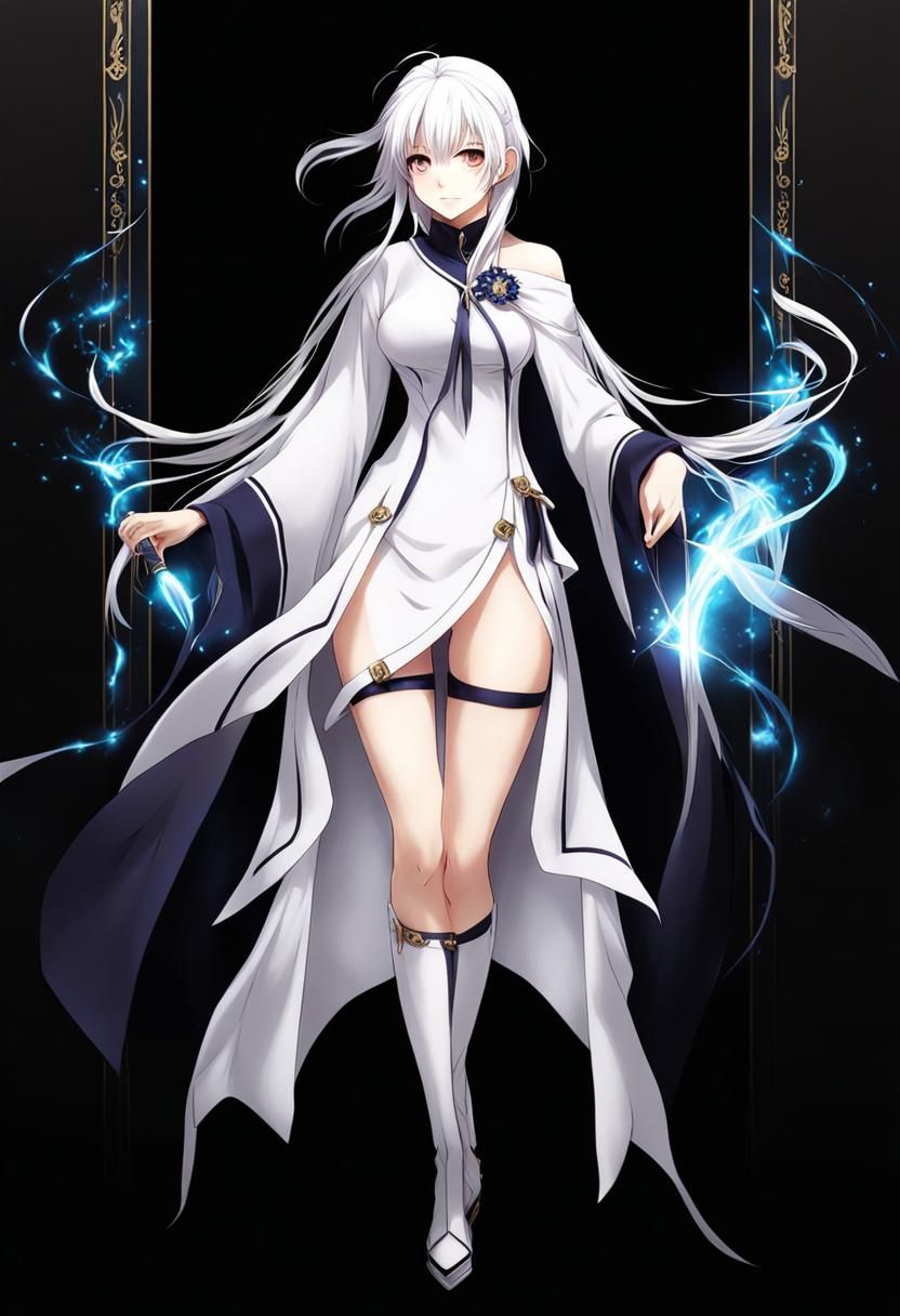 Anime Style White-Haired Woman Portrait