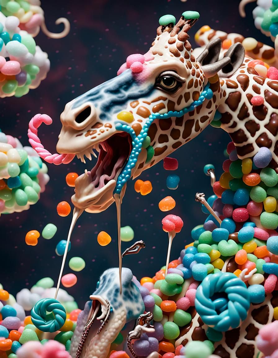 Gumdrop Giraffe and Snake Battle on Candy Mountain