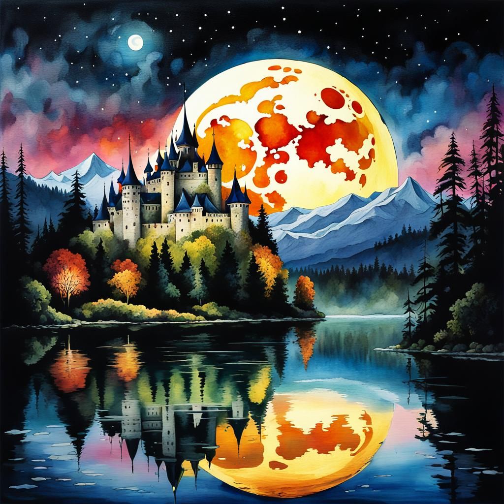 Moonlit Castle in a Magical Realm