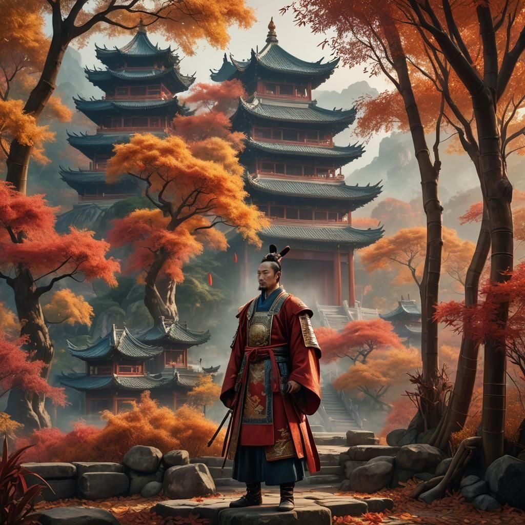 Autumn in Ancient China: Detailed Matte Painting