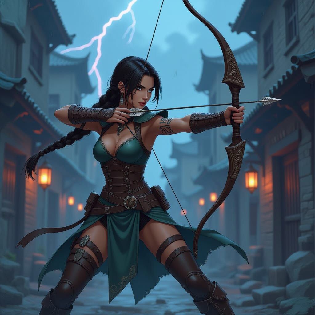 Fantasy Ranger in Ruined City, Anime-Inspired