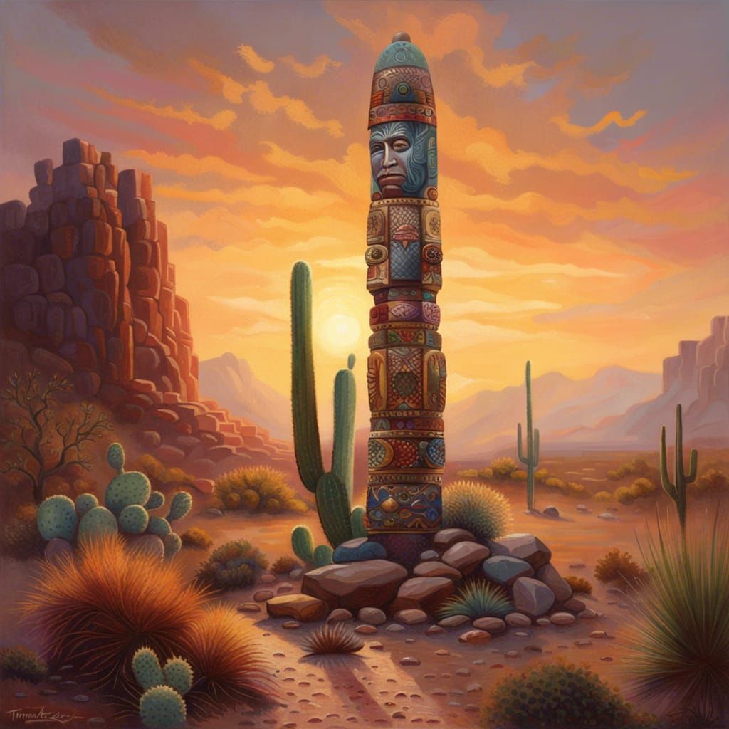 Totem at sunset