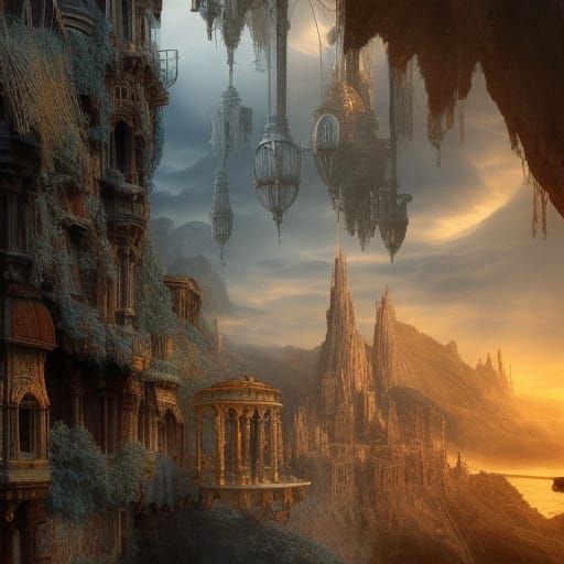 Blown Glass Abandoned City: Digital Matte Painting