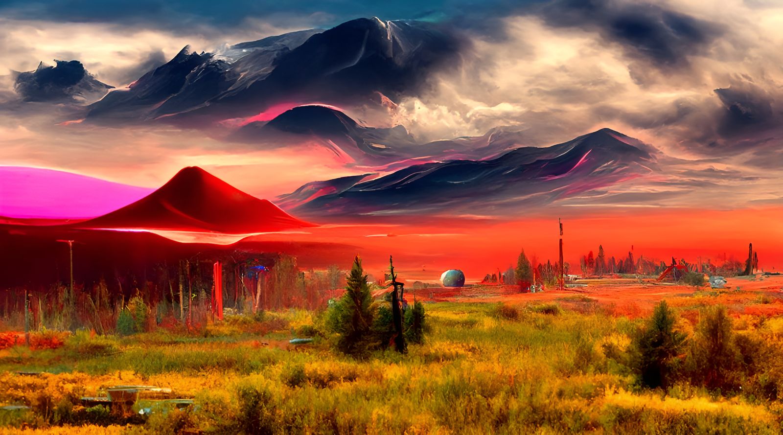 Synthwave Landscape Vista in Photography Style