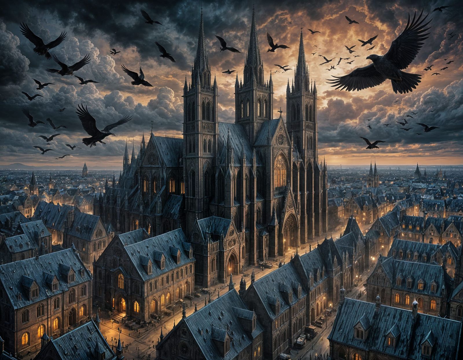 Sinister Gothic Cathedral at Twilight