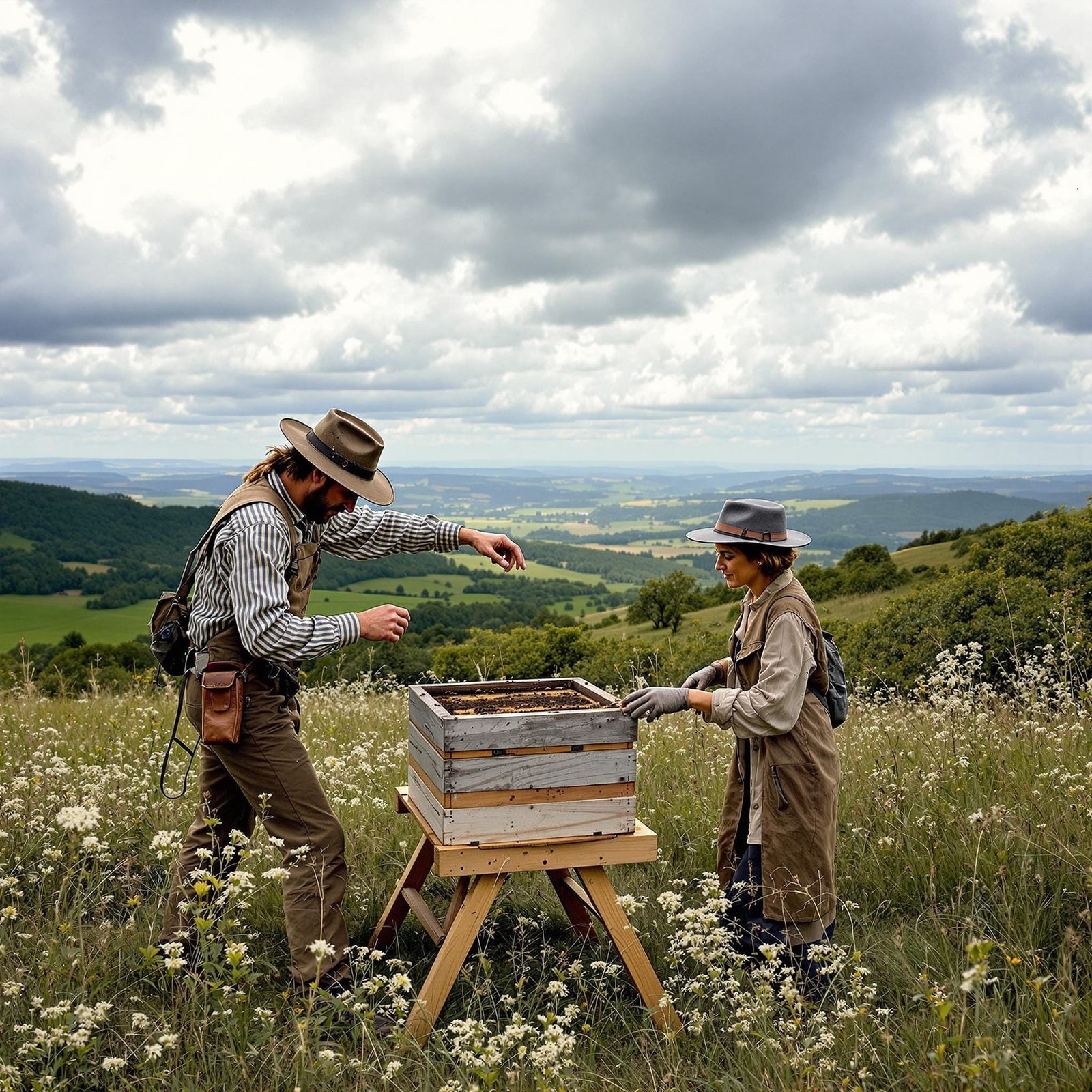 Hope in the Ruins: Post-Apocalyptic Meadow Scene in Earthy T...