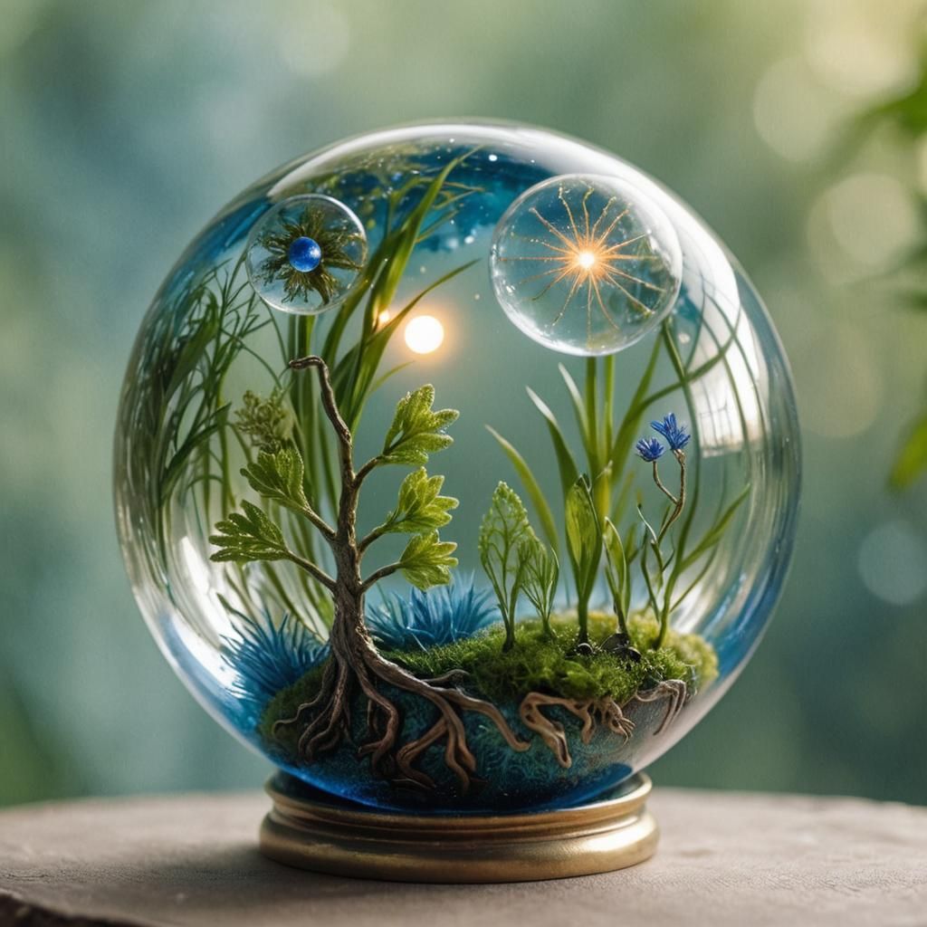 Miniature World in Glass Orb: Mystical Landscape