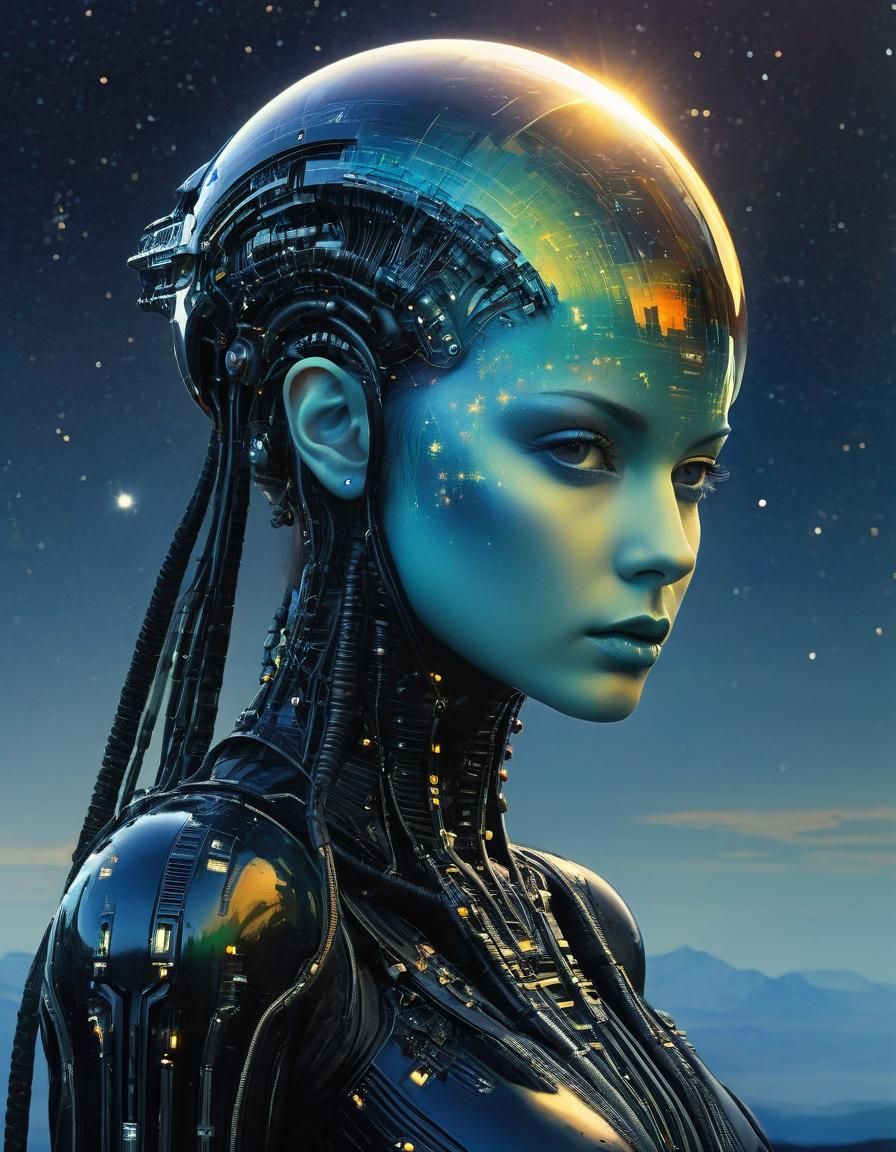 Dystopian Android: Retro-Futuristic Rockabilly Punk Art