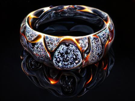 Demonic Kronos Ring in Obsidian and Embers