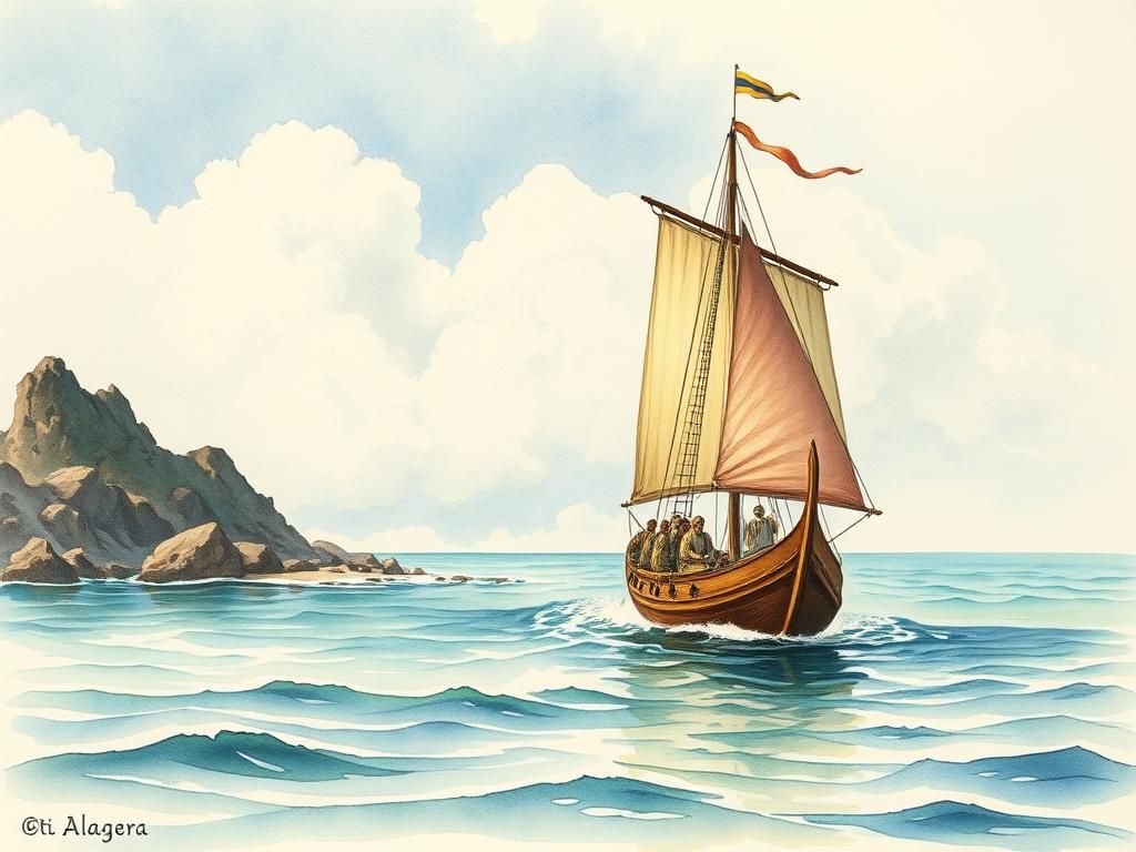Arab Dhow Approaches Madagascar: Historical Illustration
