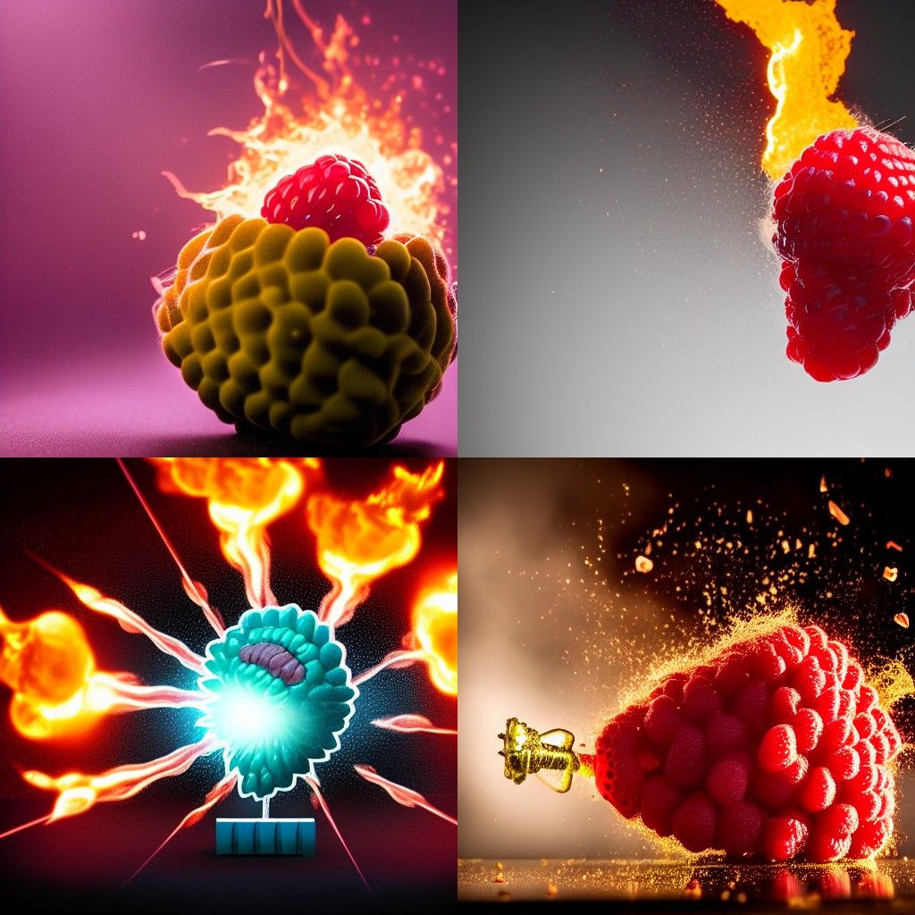 Raspberry Hand Grenade Exploding: Slow Motion UHD Photo