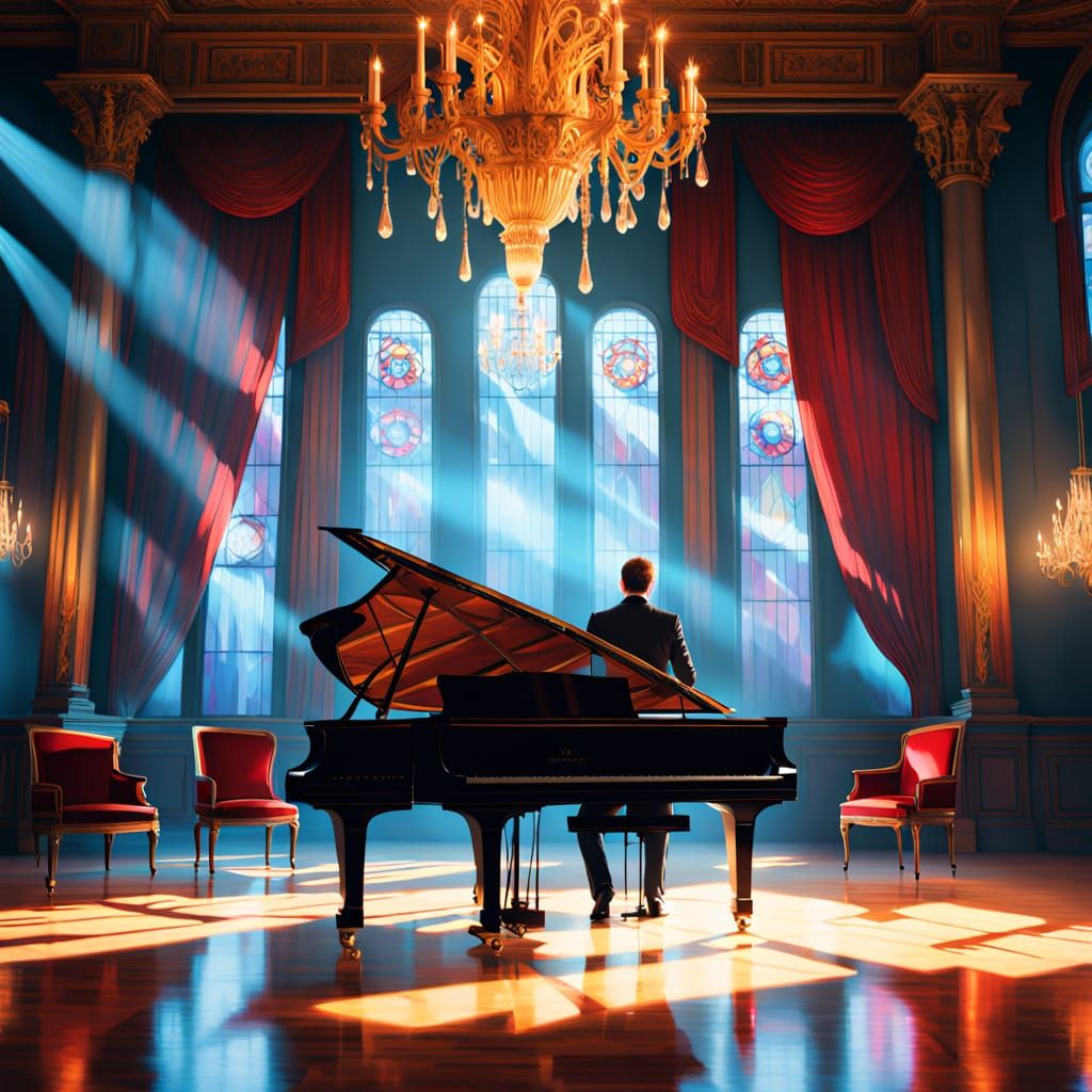 Grand Piano in Lavish Concert Hall