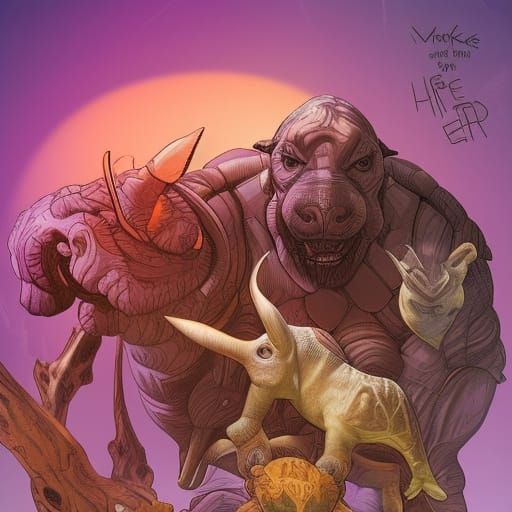 Rhino-Meerkat Hybrid in Comic Book Style
