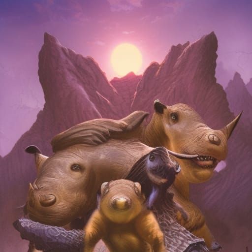 Rhino-Meerkat Hybrid in Comic Book Style