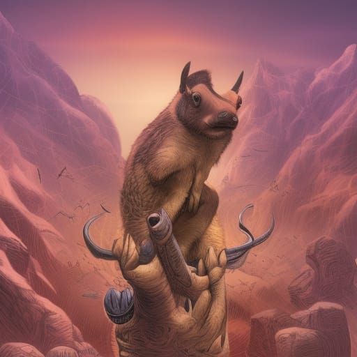 Rhino-Meerkat Hybrid in Comic Book Art