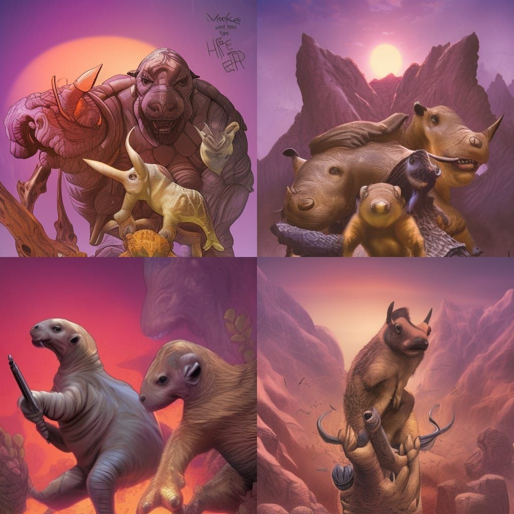 Rhino-Meerkat Hybrid in Comic Book Style