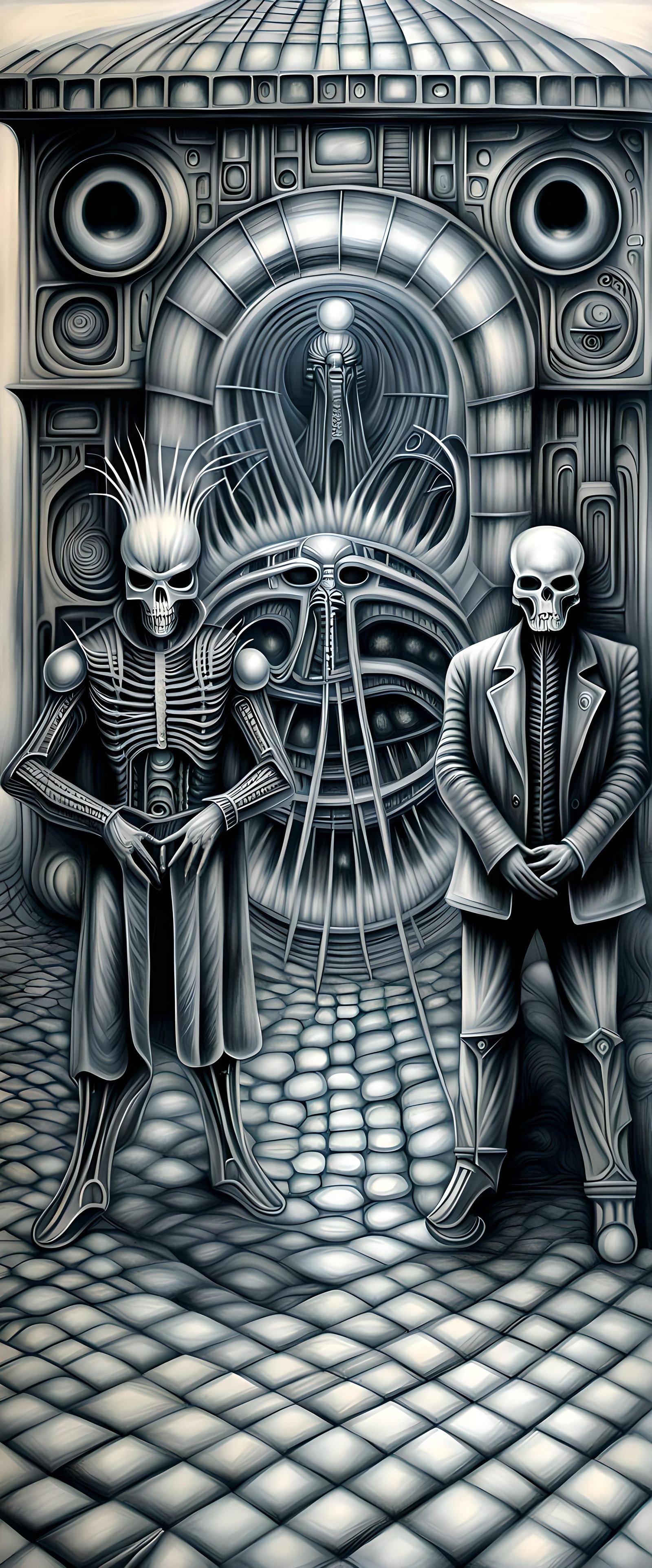 Detailed Pencil Sketch in H.R. Giger Style